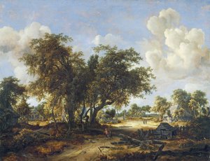 Zalesiony krajobraz z chatami, 1665