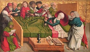 Śmierć Matki Boskiej, panel środkowy tzw. tryptyku Pretschlaipfera autorstwa Meister von Großgmain
