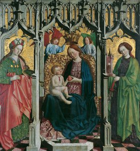 Intronizowana Maryja ze św. Margarethe i Barbara (awers); Człowiek Bolesny w ozdobie z wąsów (tył) autorstwa Meister von Uttenheim