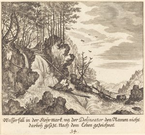 Wodospad autorstwa Melchior Küsel after Johann Wilhelm Baur