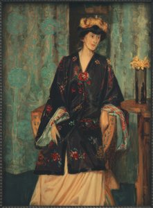 Portret Eleonore Reichl w japońskim stroju na tronie artystycznym Lechtera