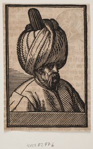 Popiersie brodatego mężczyzny w turbanie, profil 3/4 w prawo autorstwa Melchior Lorck