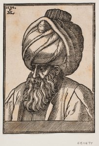Popiersie brodatego mężczyzny w turbanie, profil 3/4 w lewo autorstwa Melchior Lorck