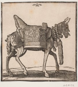 Wspaniale wyposażony muł, profil w kierunku h. autorstwa Melchior Lorck