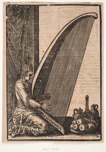 Kobieta harfistka autorstwa Melchior Lorck