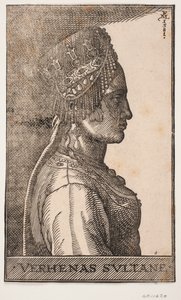 Portret żony sułtana, profil z prawej strony autorstwa Melchior Lorck