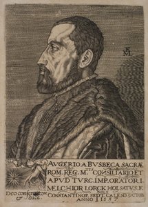 Portret Ogiera Ghiselina de Busbecq, wysłannika cesarskiego. autorstwa Melchior Lorck