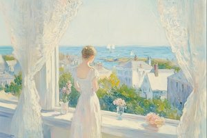 Elegancki widok na wybrzeże autorstwa Melloi Art Prints