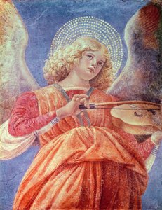 Muzykujący anioł ze skrzypcami (fresk) autorstwa Melozzo da Forli