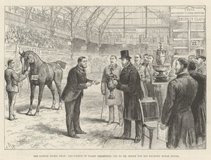 The London Horse Show, książę Walii wręcza puchar panu Moore