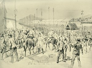 Okupacja Pretorii: zwolnienie brytyjskich oficerów, 1901. autorstwa Melton Prior