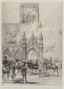Królowa w Kensington, Jej Wysokość odbierająca adres zakrystii i mieszkańców Kensington przed kościołem St Mary Abbotts autorstwa Melton Prior