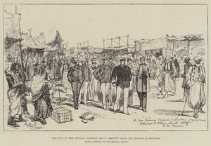 Wojna w Sudanie, admirał Sir W Hewett odbywa obchód w Souakim autorstwa Melton Prior