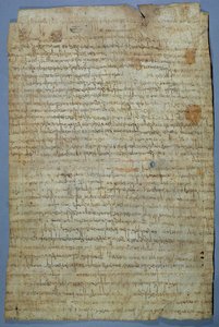 Dokument napisany przez Wadamira (Uuademir) i jego żonę Erkambertę, ok. 690-691 (pióro i atrament na welinie) autorstwa Merovingian