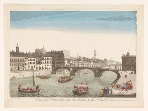 Widok na Ponte Santa Trinita nad rzeką Arno we Florencji Vue de Florence et du Pont de la Trinité (tytuł przedmiotu) autorstwa Mesard