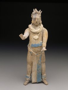 Figurka: Stojący mężczyzna, późny okres klasyczny, 650-900 AD (ceramika i farba)