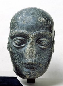 Głowa mężczyzny, znanego jako Gudea z ogoloną głową, z Telloh (starożytnego Girsu) neo-sumeryjskiego, ok. 2120 pne (dioryt) autorstwa Mesopotamian