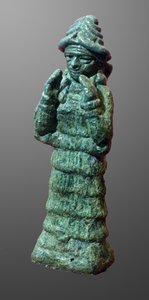 Brązowa figurka bogini opiekunki LAMY, Mezopotamia ok. 2035-1794 pne (brąz) autorstwa Mesopotamian Mesopotamian