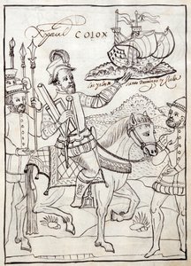 MS Hunter 242 f.247r Krzysztof Kolumb, ilustracja z Historii de Tlaxcala autorstwa Diego Munoza Camargo autorstwa Mexican School