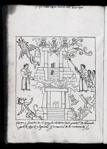 Ms Hunter 242 f.240v Franciszkanie palący świątynie, ilustracja z Historia de Tlaxcala autorstwa Diego Munoza Camargo autorstwa Mexican School