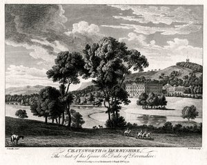 Chatsworth w Derbyshire, siedziba jego łaski księcia Devonshire, 1775 r autorstwa Michael Angelo Rooker