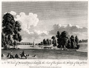 Widok północno-zachodniej Wakefield Lodge, siedziby jego Łaski księcia Grafton, 1776 r autorstwa Michael Angelo Rooker