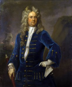 Portret kapitana Roberta Harlanda (ok. 1680-1751), trzymającego w ręku teleskop (długi widok). Olej na płótnie, około 1707-1711 autorstwa Michaela Dahla (1659-1743). autorstwa Michael Dahl