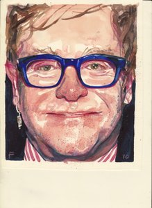 Elton John (akwarela) autorstwa Michael Frith