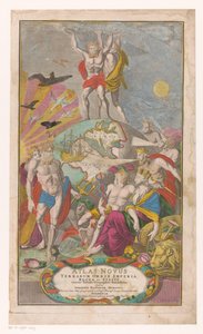 Atlas en Hercules dragen sternerhemel Tytuł strony dla: Johann Baptista Homann, Atlas Novus Terrarum Orbis Imperia, Regna et Status Exacte Tabulis Geographicè Demonstrants, 1729 autorstwa Michael Rössler