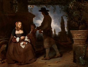 Młoda para i chłopiec w ogrodzie, ok. 1650 (olej na płótnie) autorstwa Michael Sweerts