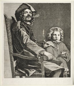 Mężczyzna palący fajkę i mały chłopiec autorstwa Michael Sweerts