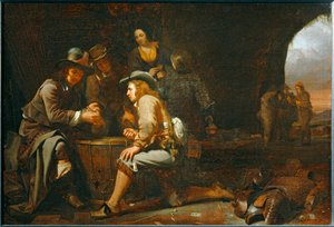 Żołnierze bawiący się w jaskini przekształconej w wartownię. 1649 ... autorstwa Michael Sweerts