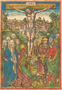 Die Kreuzigung mit der Heiligen Maria Magdalena autorstwa Michael Wolgemut