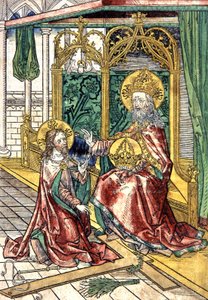 Jezus Chrystus klęczy przed Bogiem