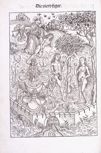Adam i Ewa w ogrodzie Eden, 1491 autorstwa Michael Wolgemuth
