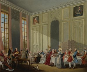 Mozart daje koncert w Salon des Quatre-Glaces w Palais du Temple na dziedzińcu P