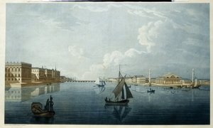 Giełda Papierów Wartościowych i Pałac Marmurowy w Sankt Petersburgu. Opis brzegów Newy. Praca Michela Francois Damama Demartrait (1763-1827), litografia, oprawa