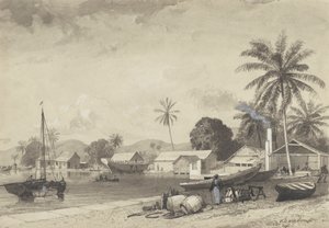 Miasto Corbeaux, port w Hiszpanii autorstwa Michel Jean Cazabon