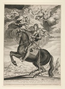 Portret jeździecki Ludwika XIII (Bourbon) (1601-1603) w wieku 33 lat. Krajobraz według Callota