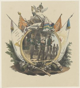 Medalion z łowcami ochotników Uniwersytetu w Utrechcie, 1830