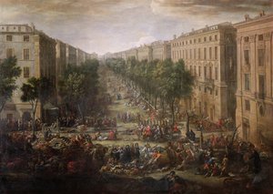 Widok na Cours Belsunce, Marsylia, podczas zarazy 1720, 1721