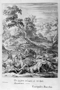 Akteon zamieniony w jelenia i pożarty przez psy, 1655