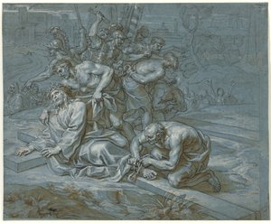 Chrystus rozebrany na krzyżu, ok. 1680 (pióro i atrament na kredzie i ołówku na papierze)