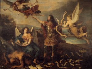 Skrucha. Alegoria księcia Ludwika II Bourbon-Conde (Bourbon Conde) znanego jako Wielki Conde (1621-1686). Obraz Korneliusza Młodego (1642-1708)