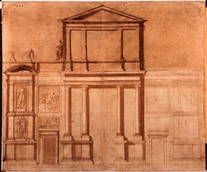 Rysunek fasady San Lorenzo autorstwa Michelangelo (after) Buonarroti