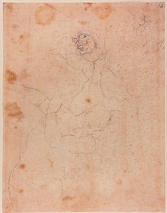 Studia nad figurami, częściowo z Wygnania z raju w Kaplicy Sykstyńskiej autorstwa Michelangelo (after) Buonarroti