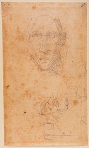 Studium głowy i szkic Diomedesa z Palladiuszem autorstwa Michelangelo (after) Buonarroti