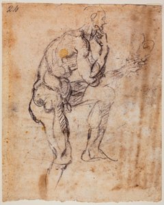 Studium aktu, kopia z lunety Naasona autorstwa Michelangelo (after) Buonarroti