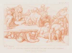 Studium kilku figur do dolnej części Sądu Ostatecznego (akwaforta) autorstwa Michelangelo (after) Buonarroti