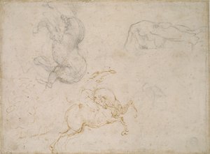 Szarża jeźdźca i inne studia, XVI wiek autorstwa Michelangelo Buonarroti